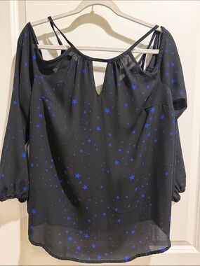 torrid Black Blouse with Royal Blue Star Print